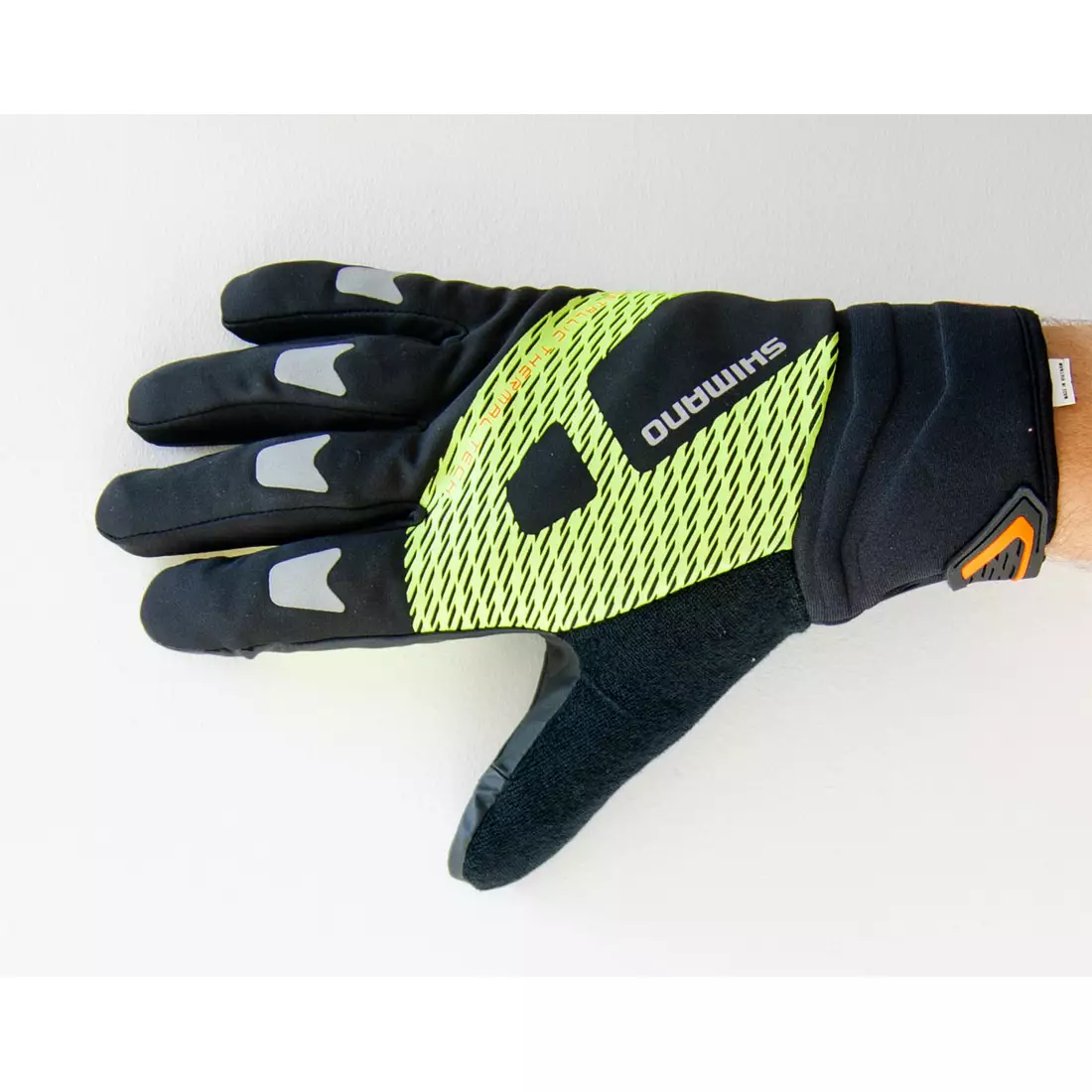 Zimné cyklistické rukavice SHIMANO WINDSTOPPER, čierno-fluórové ECWGLBWNS25MZ